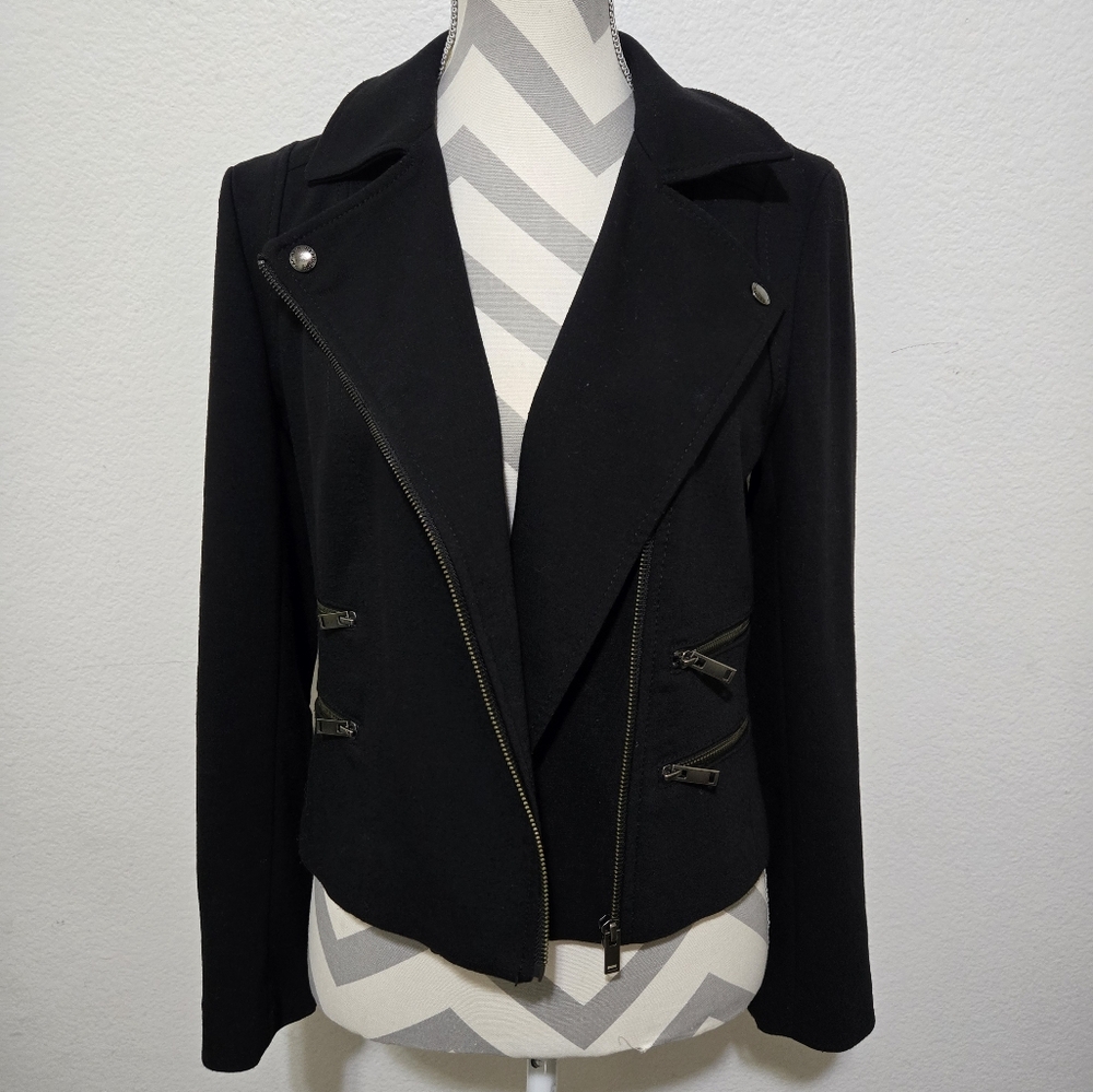 Banana Republic Black Moto Jacket Size 6 - Picture 3 of 12